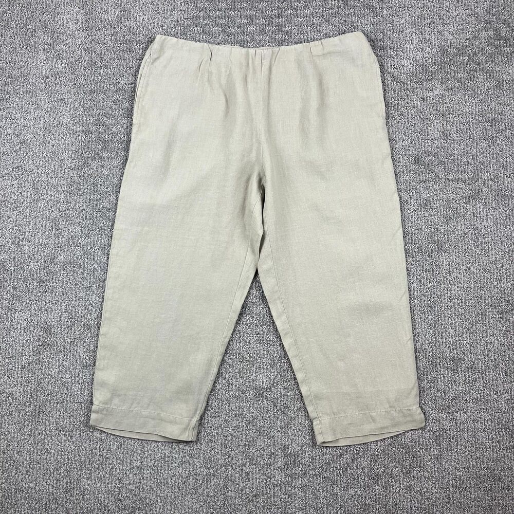 J Jill Linen Pants Womens Medium Petite Love Linen Casual Cropped Lagenlook